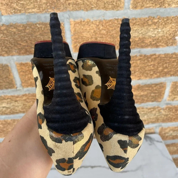 Charlotte Olympia Dolly Leopard Beige Gold Black Figure Heel Platform Pu… - Picture 8 of 16